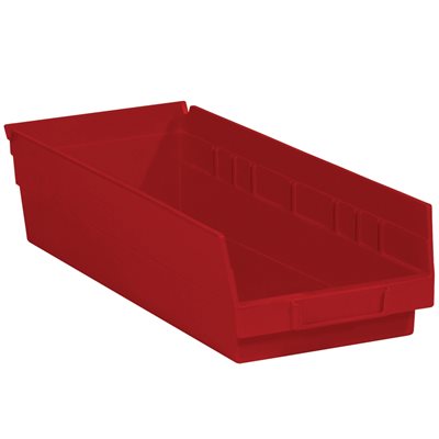 17 7/8 x 6 5/8 x 4" Red Plastic Shelf Bin Boxes